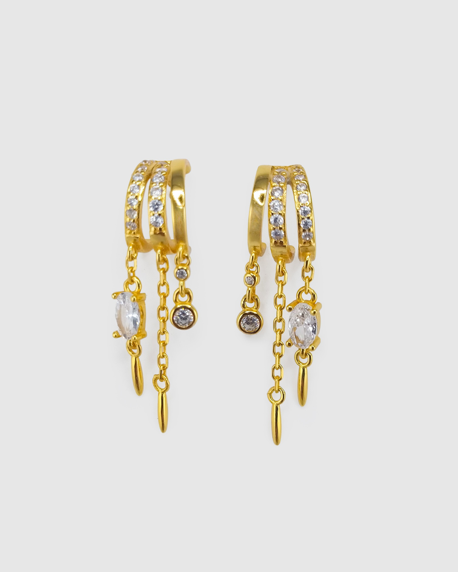 Izoa Priya Trio Huggie Stud Earring Gold