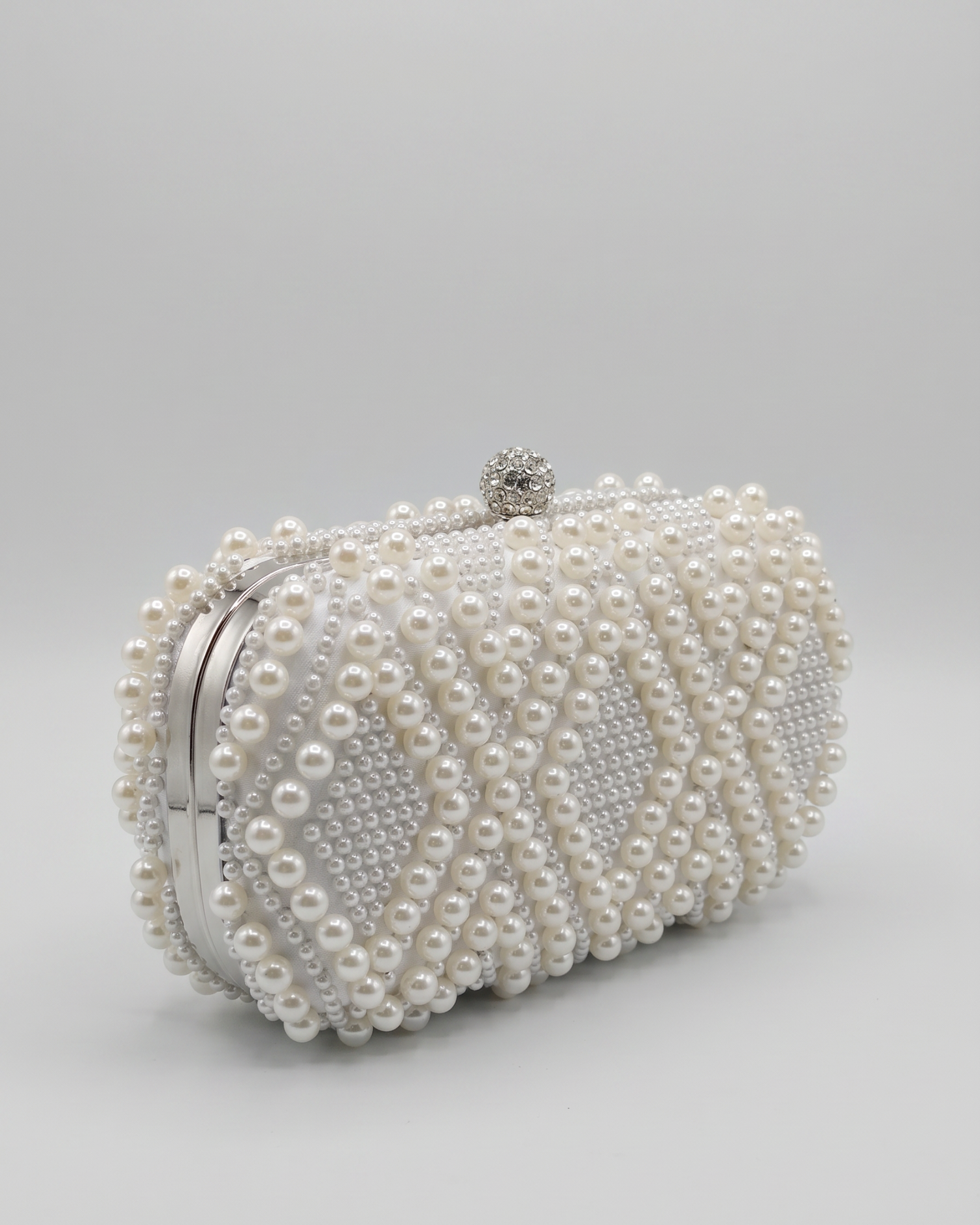 Izoa Liliana Pearl Clutch Silver Pearl