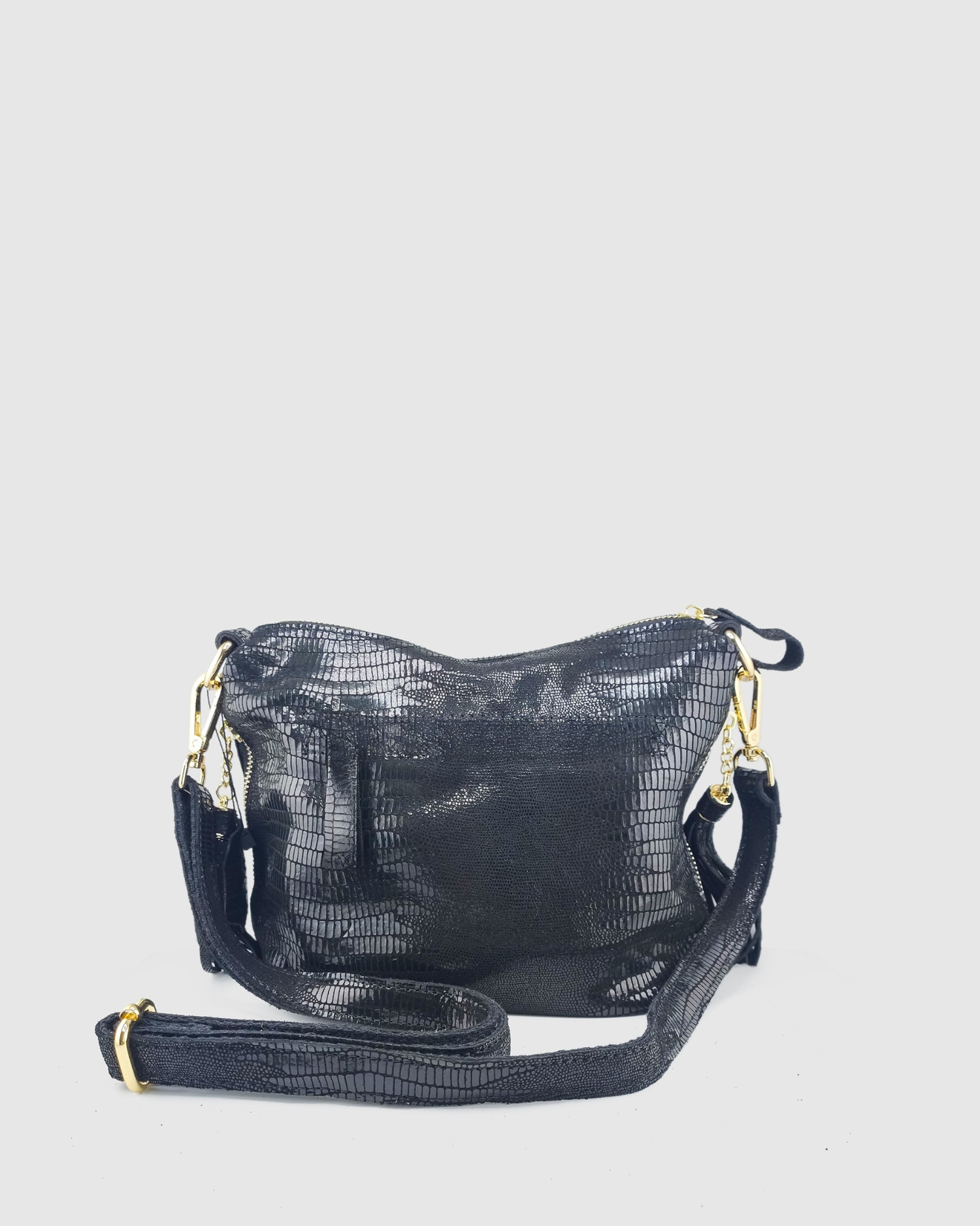 Izoa Nicole Tassel Bag in leather Black