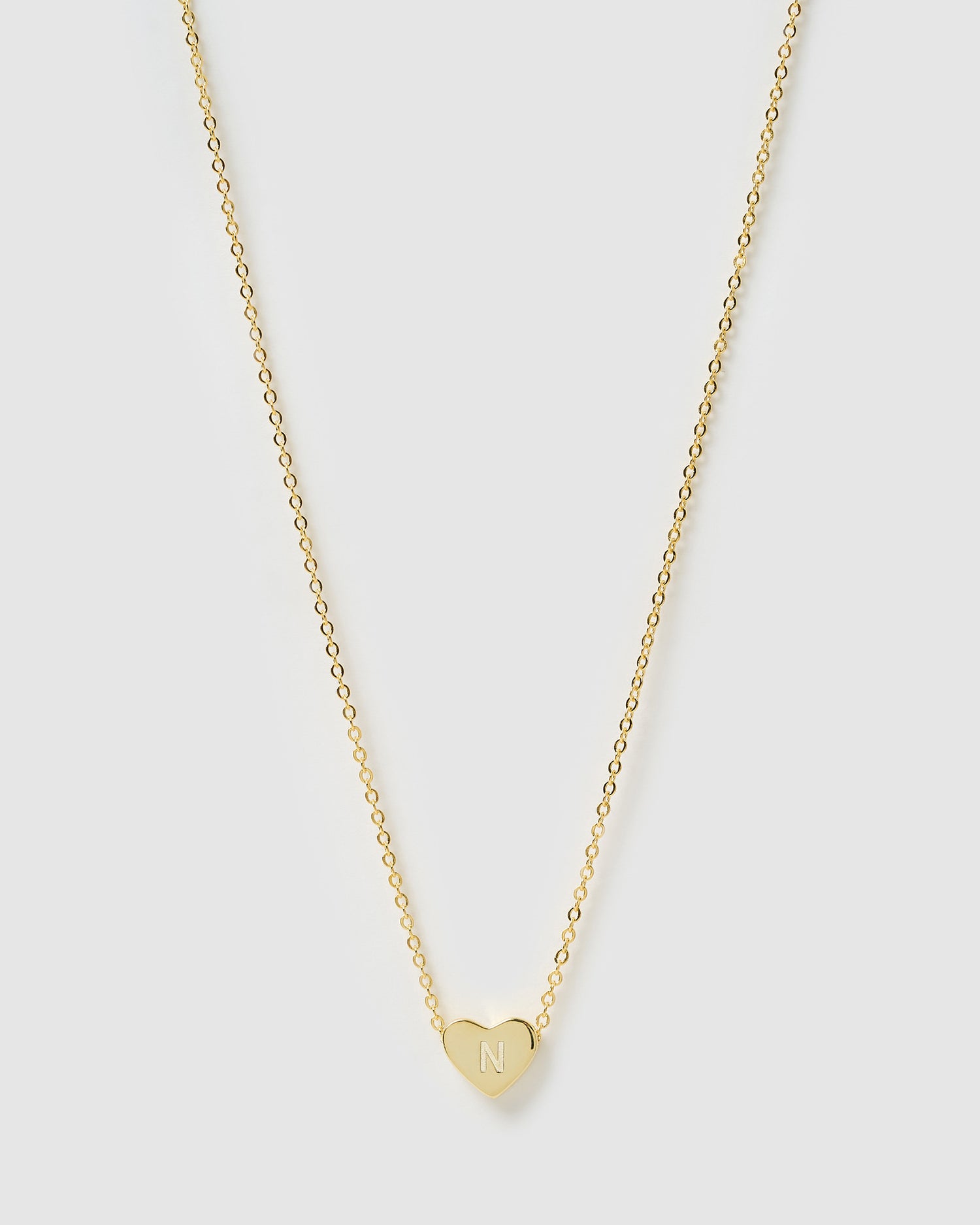 Izoa Kids Heart Alphabet Letter N Necklace Gold
