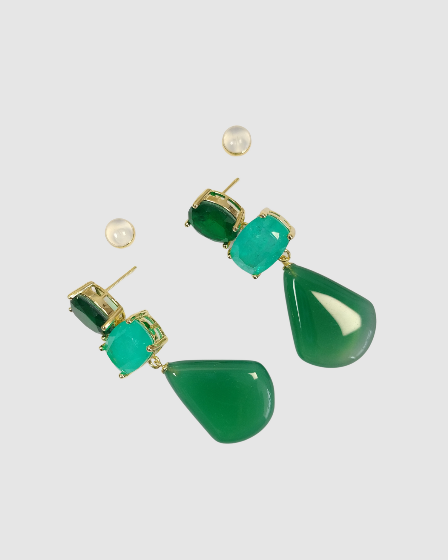 Izoa Lirae Earrings Green Agate