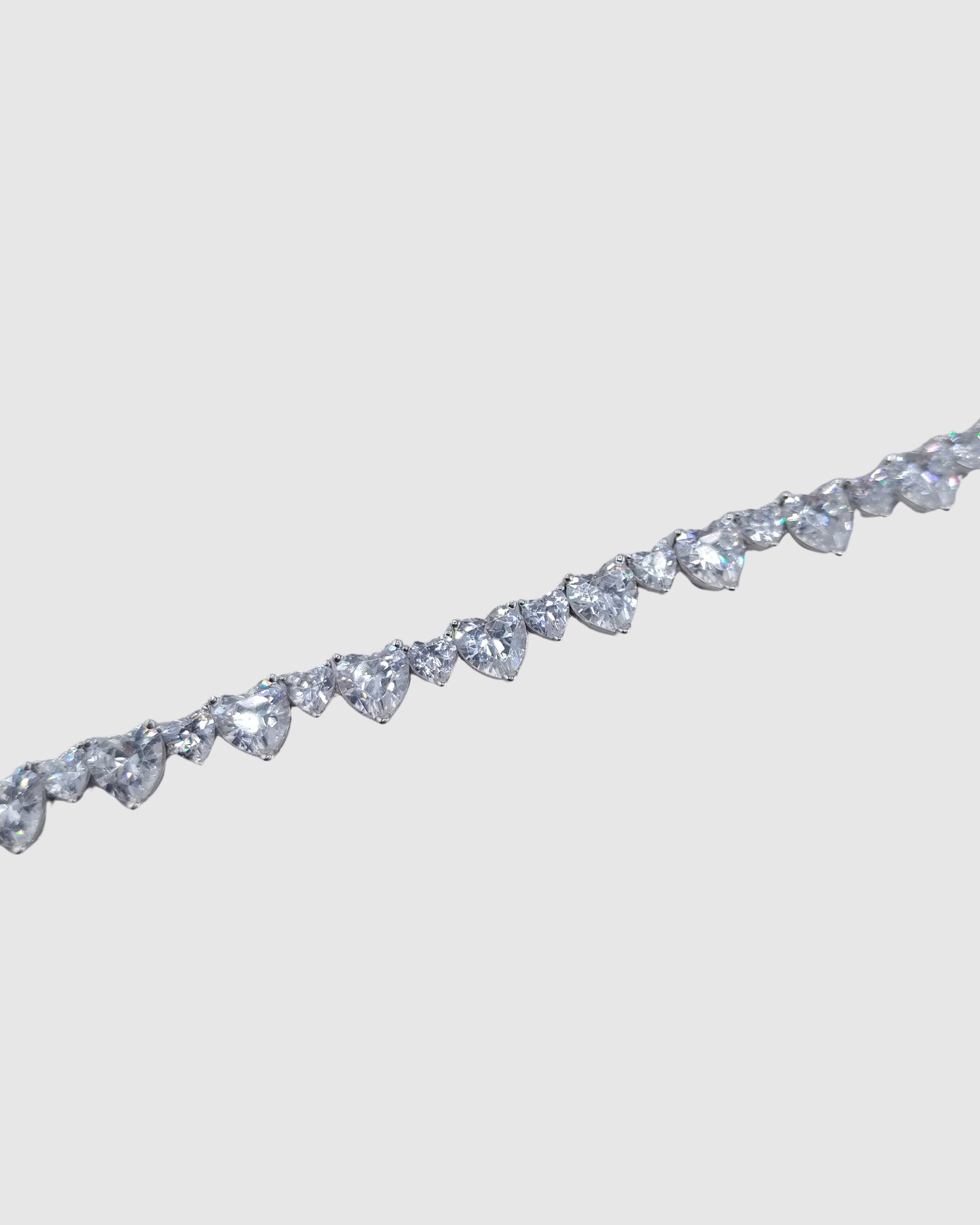 Izoa Love Heart Tennis Bracelet Silver
