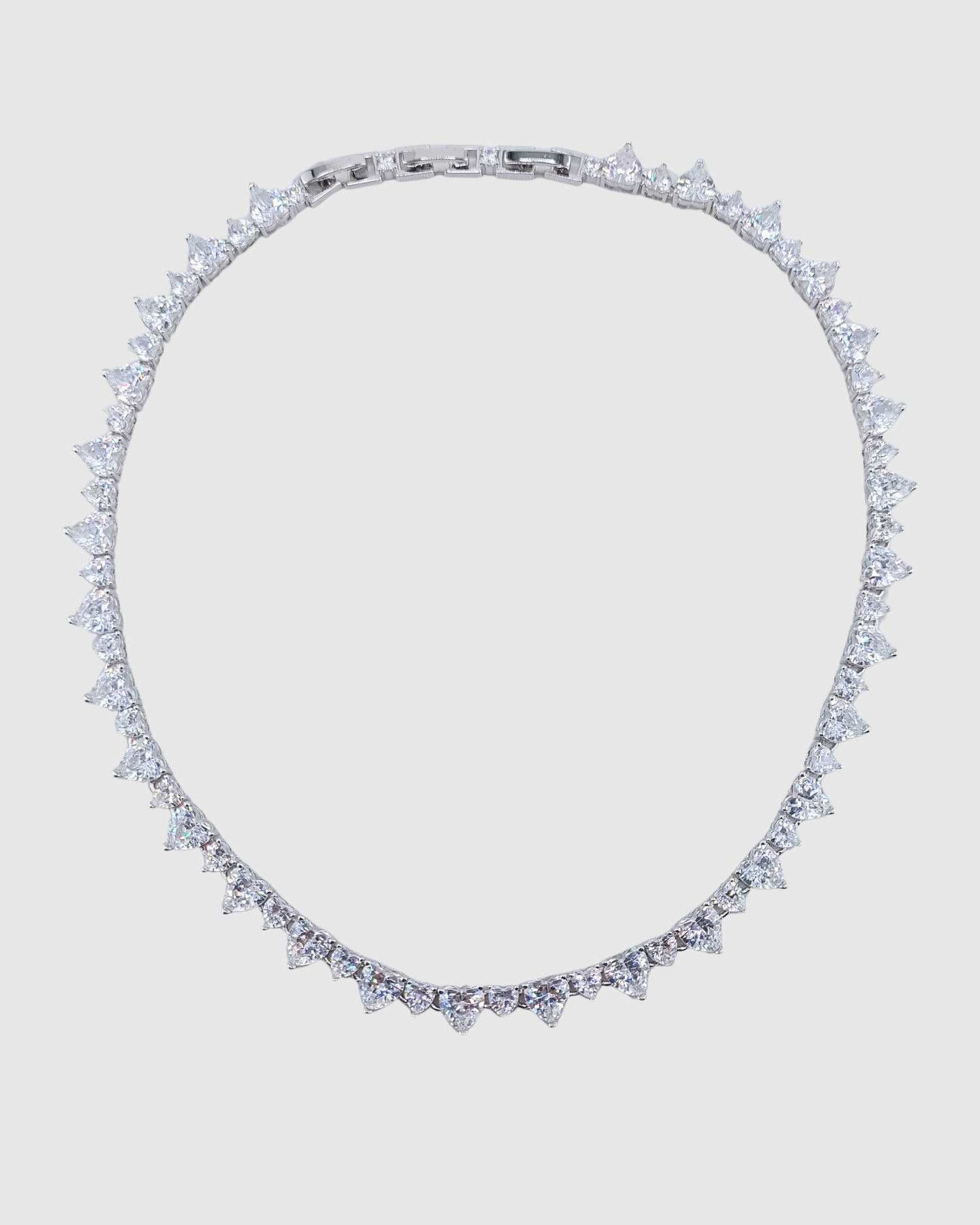 Izoa Love Heart Tennis Choker Silver