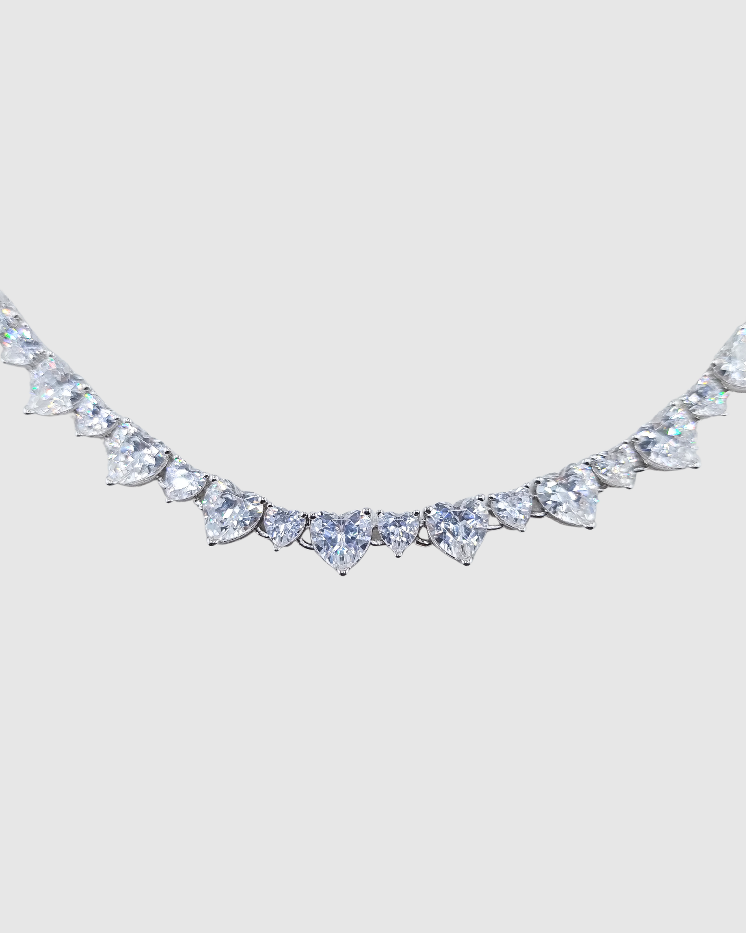 Izoa Love Heart Tennis Choker Silver