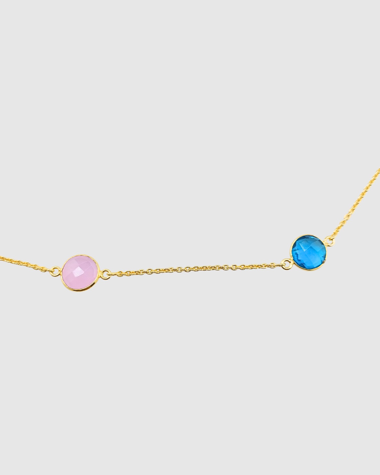 Izoa Luna Gemstone Necklace Pink & Blue Gemstones