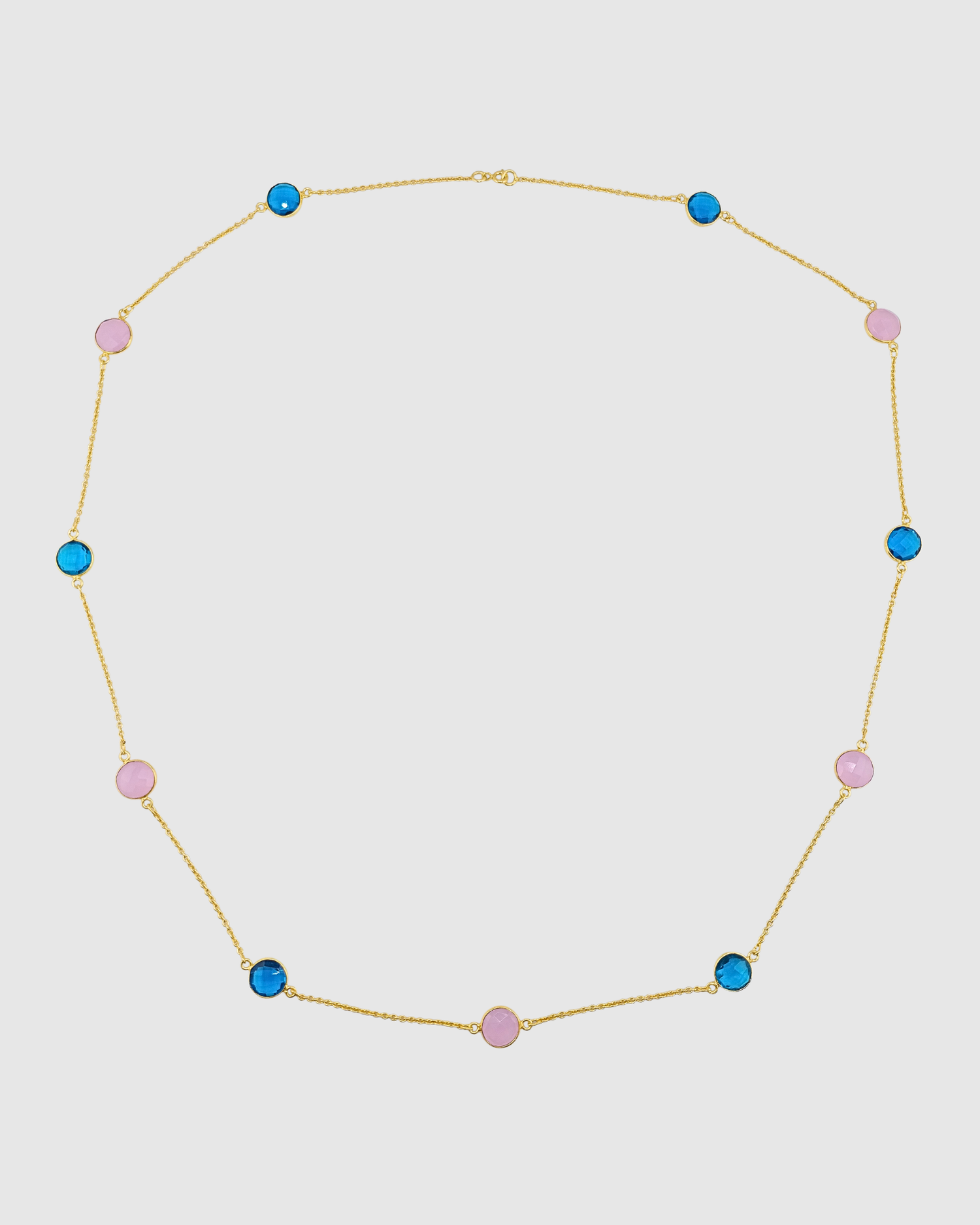 Izoa Luna Gemstone Necklace Pink & Blue Gemstones