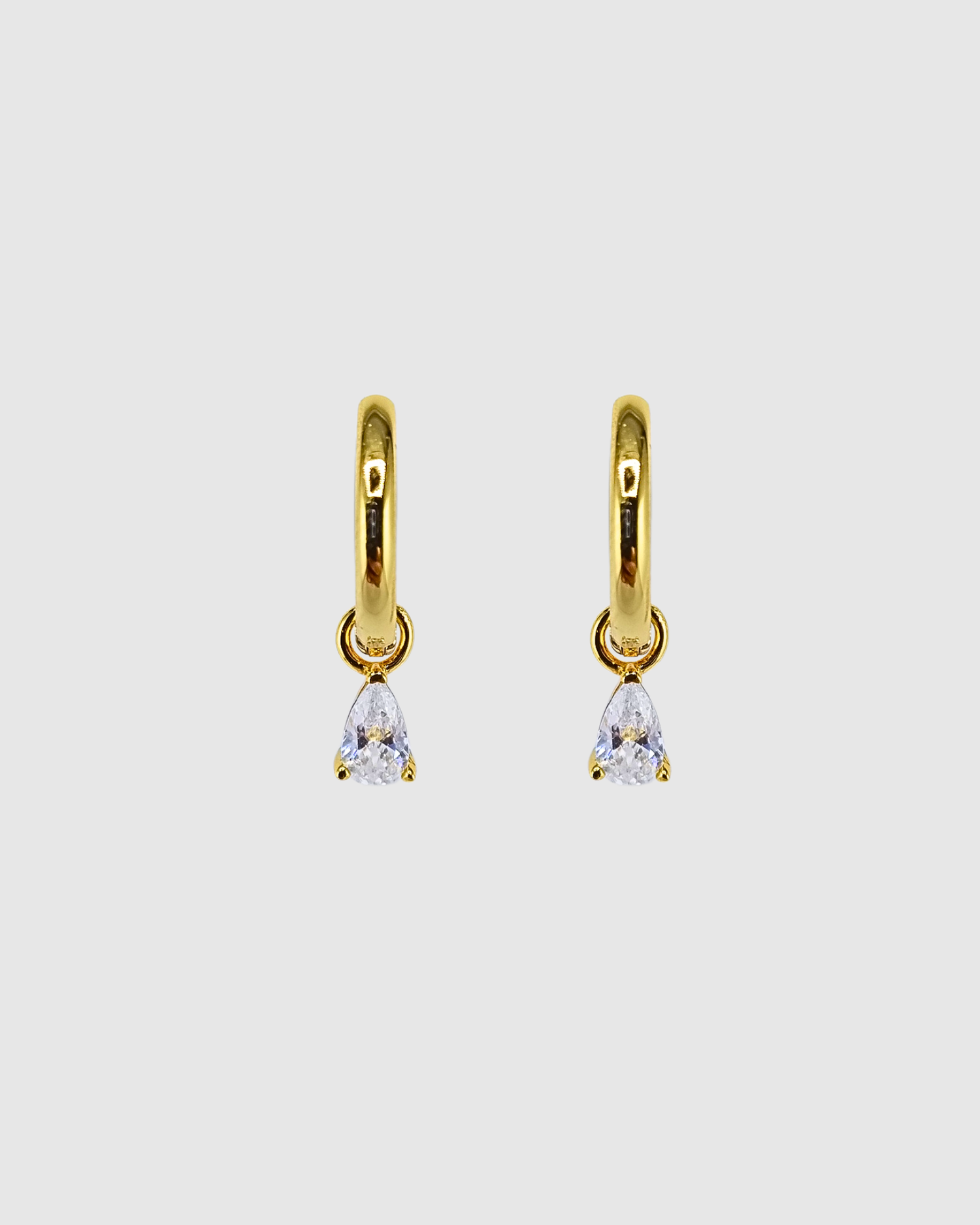 Izoa Marie Teardrop Huggie Gold Clear