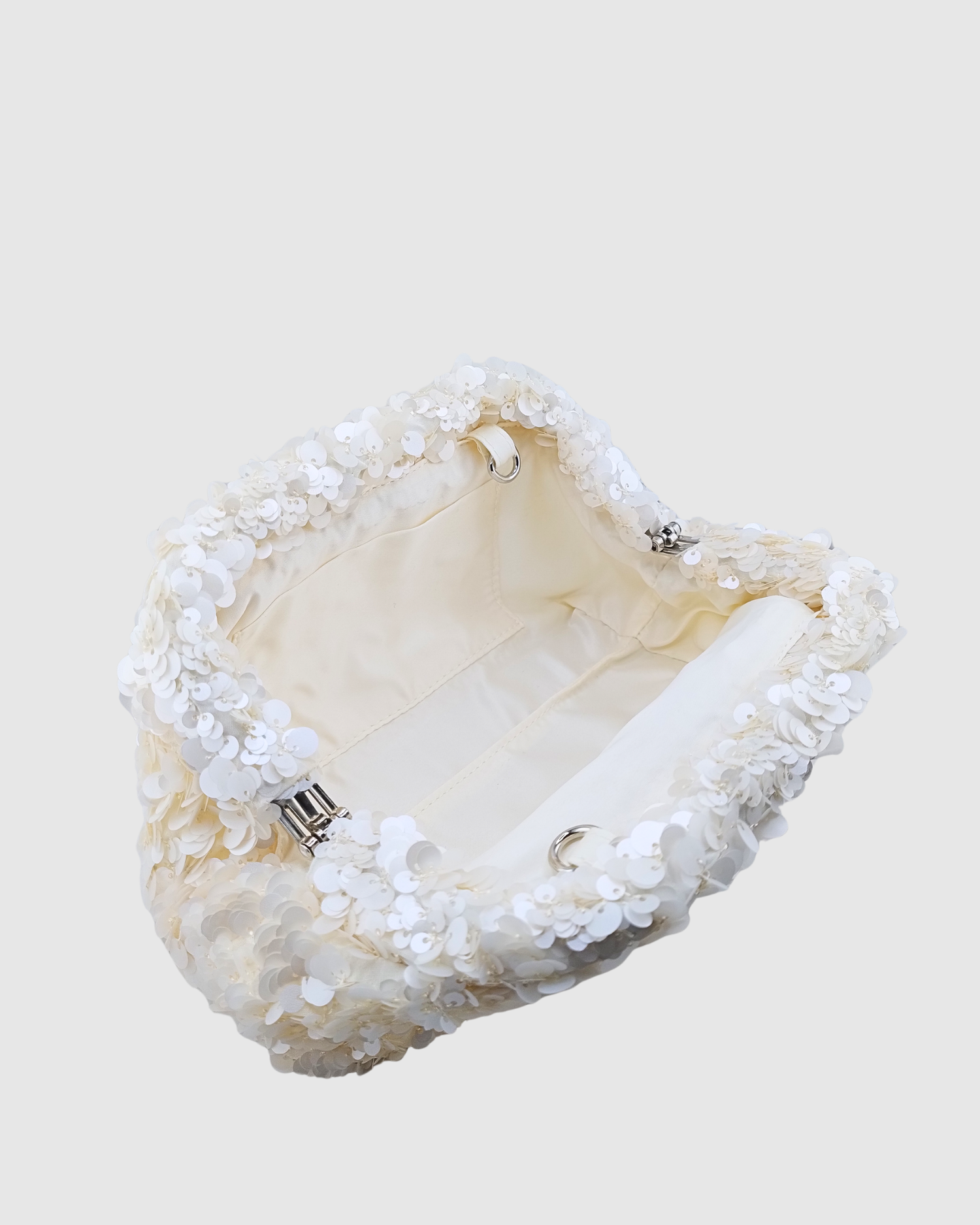 Izoa Mikayla Sequin Clutch White