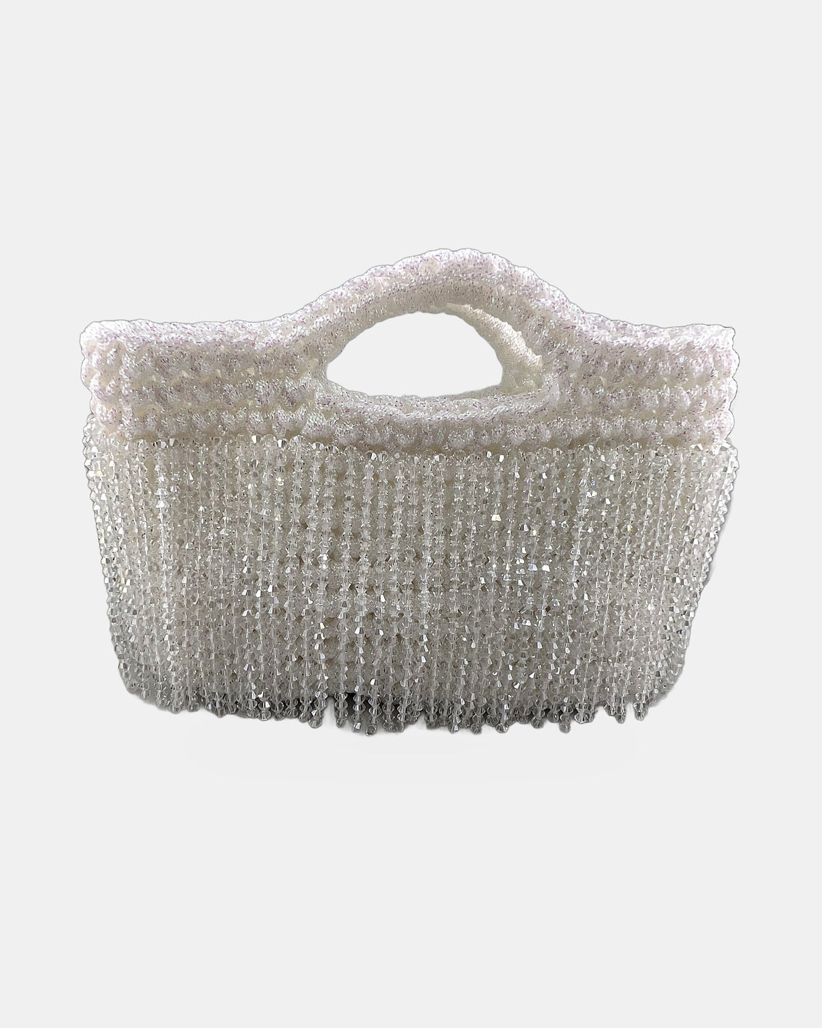 Izoa Estelle Beaded Fringe White Mini Bag