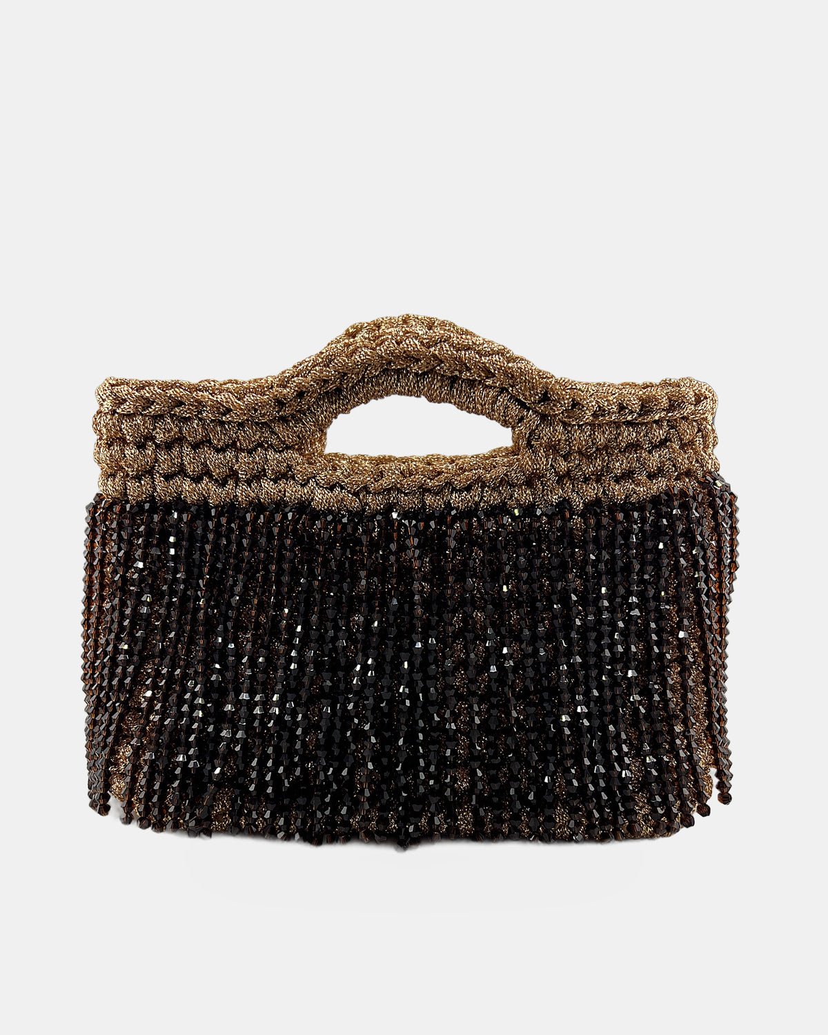 Izoa Estelle Beaded Fringe Rose Gold Mini Bag
