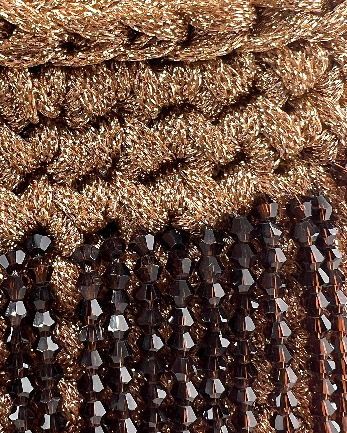 Izoa Estelle Beaded Fringe Rose Gold Mini Bag