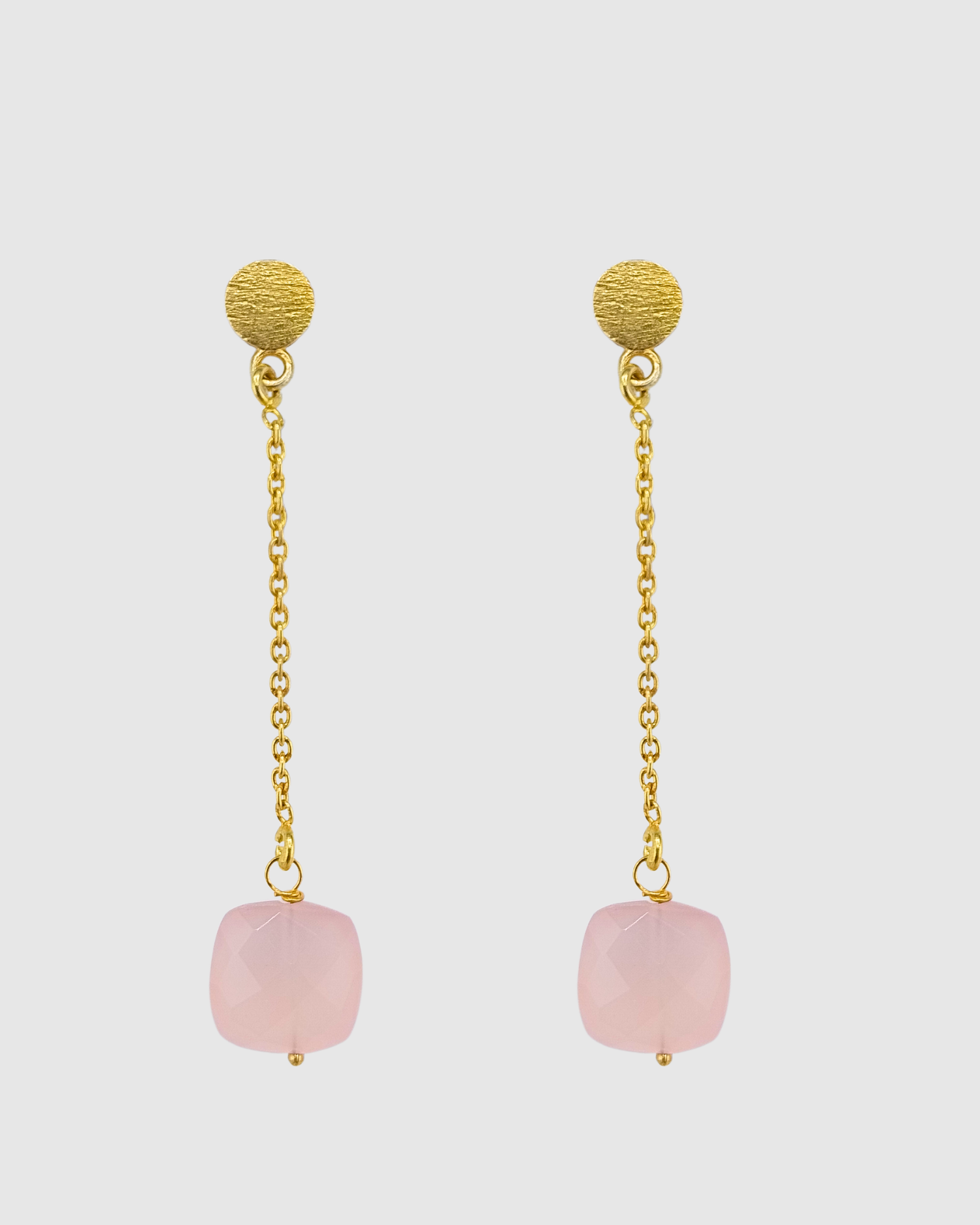 Izoa Siera Drop Earrings Rose Quartz