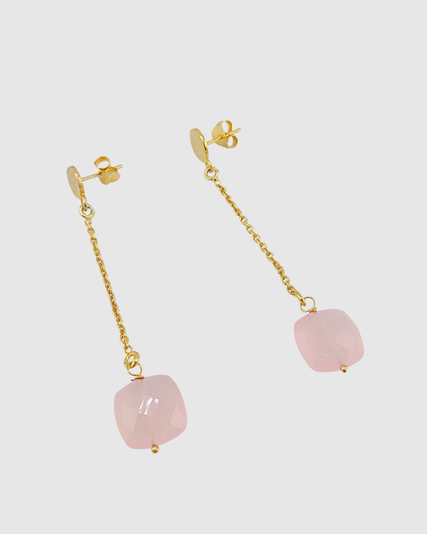 Izoa Siera Drop Earrings Rose Quartz