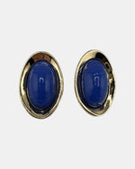 Izoa Vivienne Domed Oval Statement Stud Earrings Blue - front view