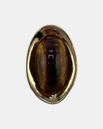 Izoa Vivienne Domed Oval Statement Stud Earrings Brown - alternate view