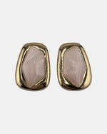 Izoa Theodora Sculpted Statement Stud Earrings Pink - front view