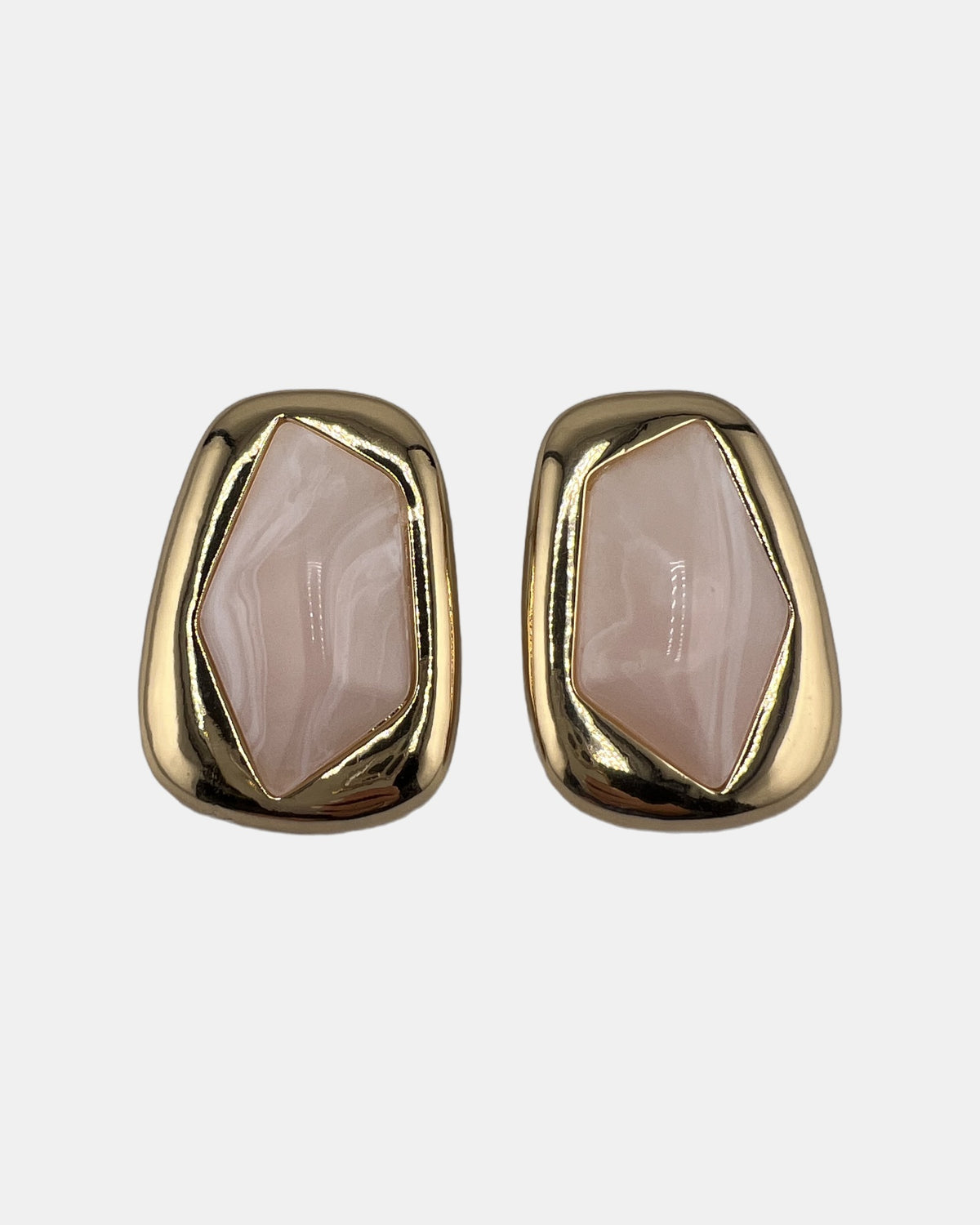 Izoa Theodora Sculpted Statement Stud Earrings Pink - front view