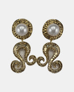 Izoa Persephone Scroll Pearl Drop Earrings Pearl - alternate view