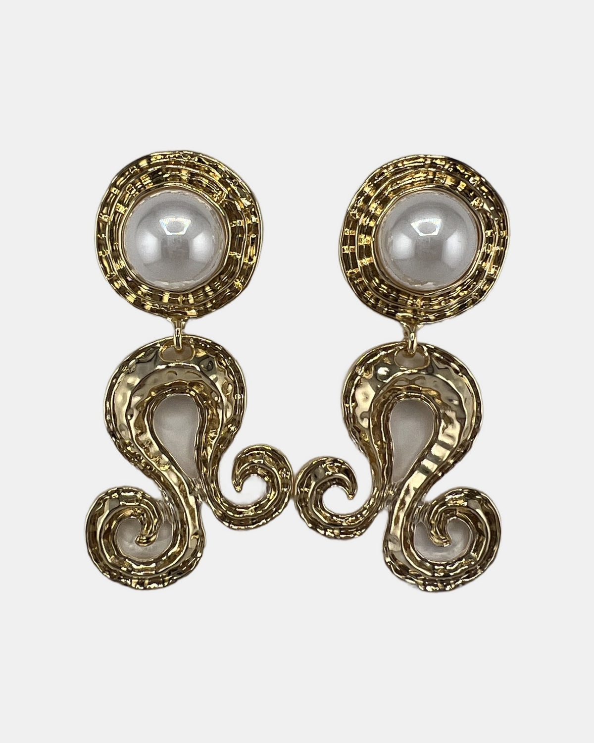 Izoa Persephone Scroll Pearl Drop Earrings Pearl - alternate view