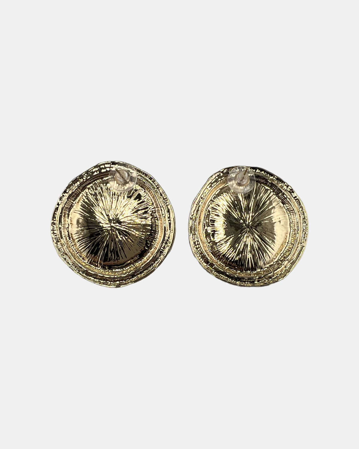 Izoa Henrietta Hammered Statement Stud Earrings Black - alternate view
