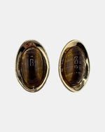 Izoa Vivienne Domed Oval Statement Stud Earrings Brown - alternate view