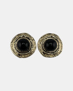 Izoa Henrietta Hammered Statement Stud Earrings Black - front view