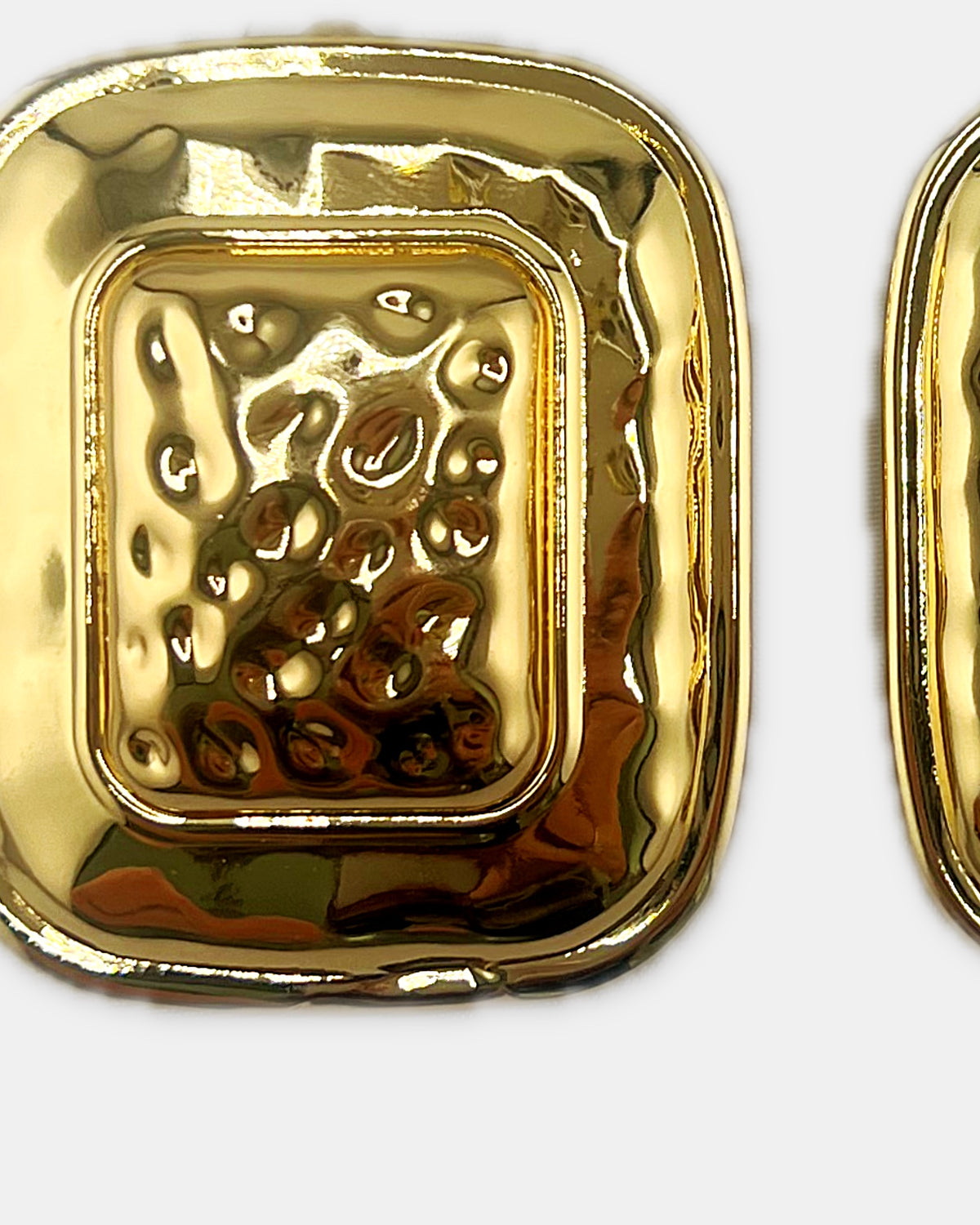 Izoa Araminta Statement Stud Earrings in Gold – close-up detail