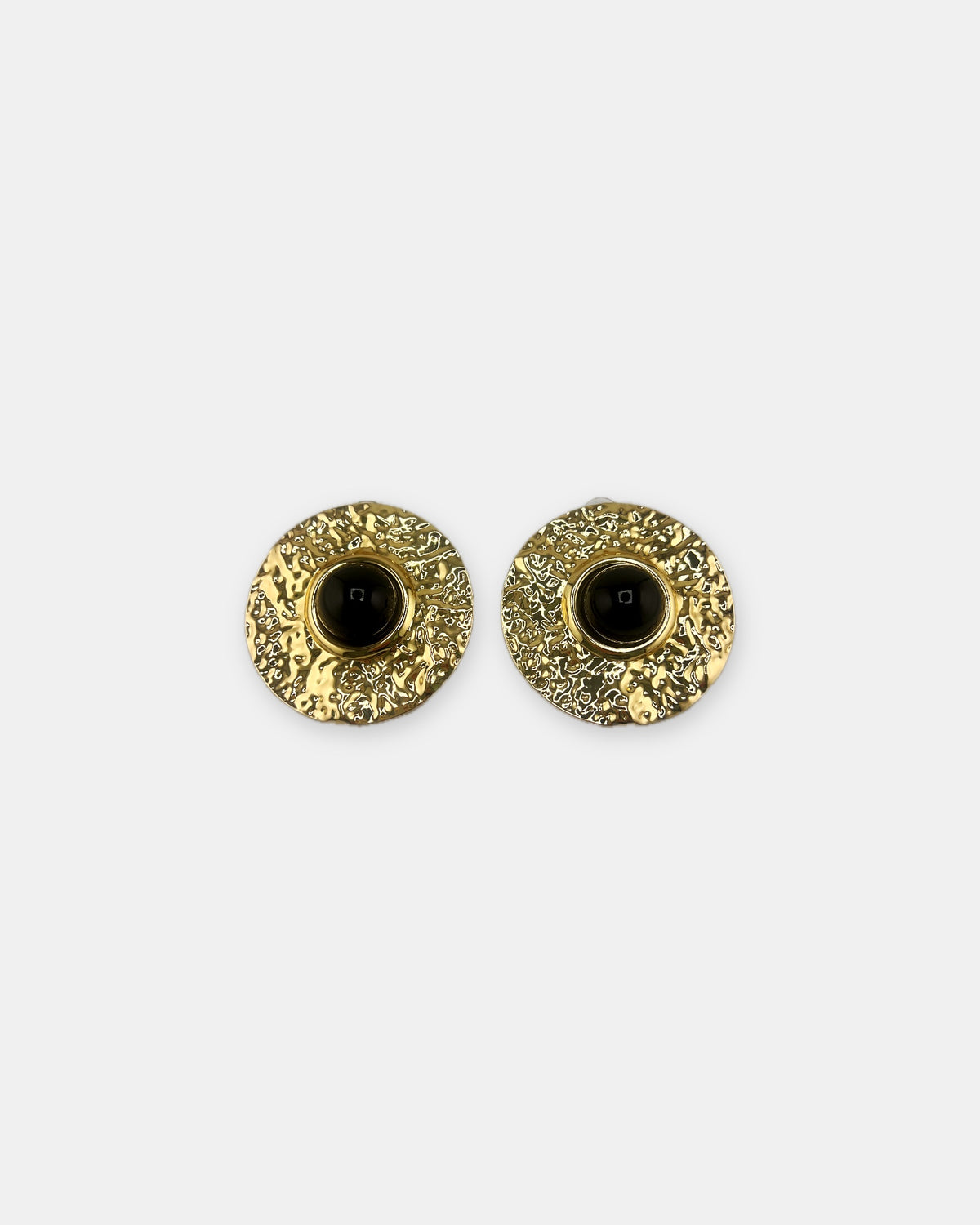 Izoa Cordelia Statement Stud Earrings in Black – front view