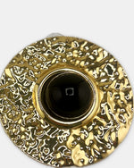 Izoa Cordelia Statement Stud Earrings in Black – close-up detail