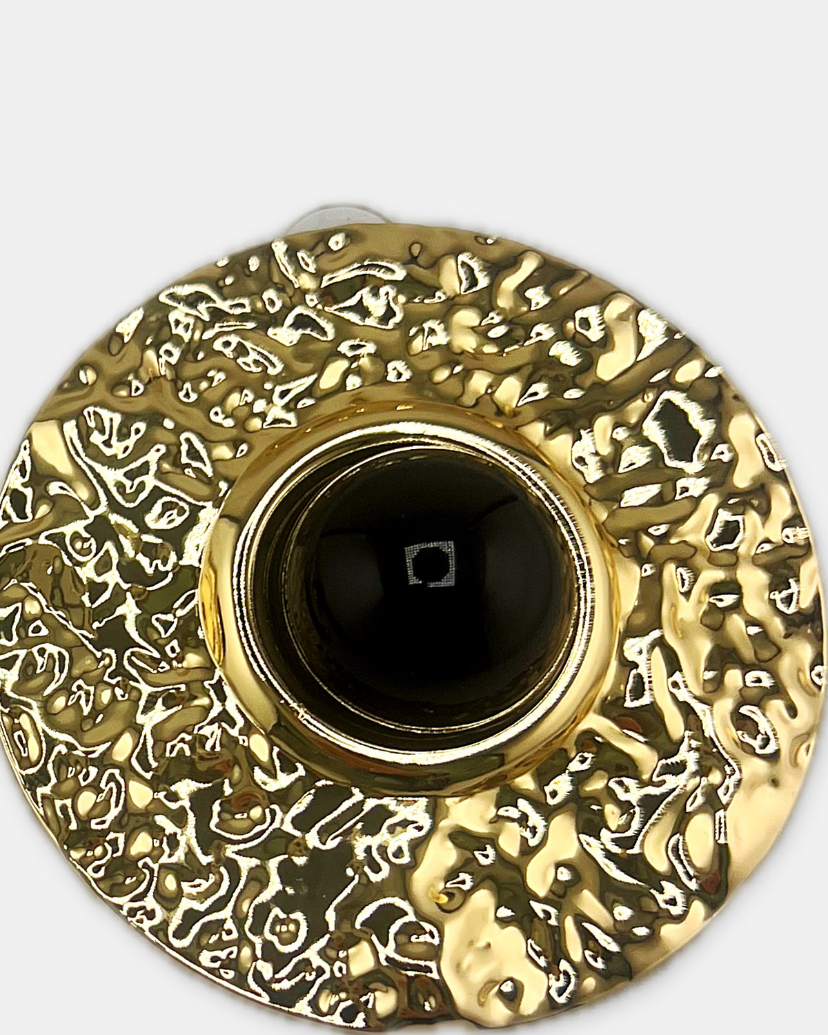 Izoa Cordelia Statement Stud Earrings in Black – close-up detail