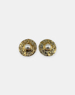 Izoa Cordelia Statement Stud Earrings in Pearl – front view