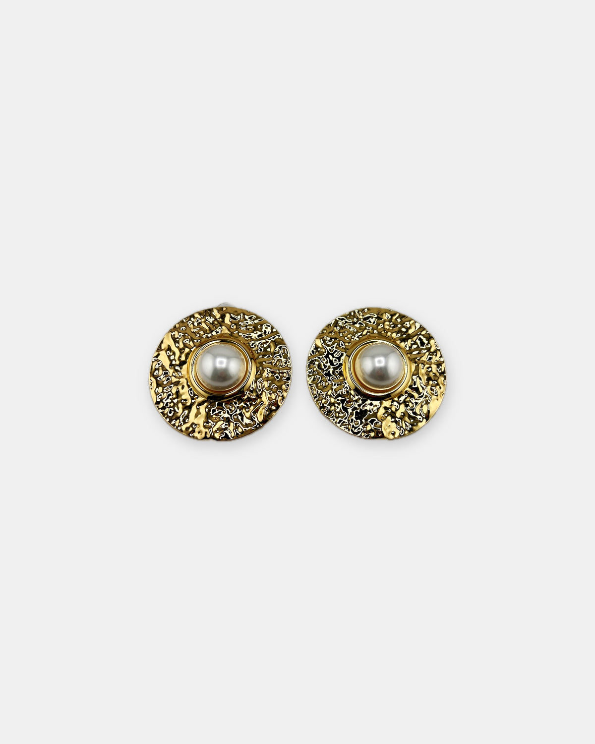 Izoa Cordelia Statement Stud Earrings in Pearl – front view
