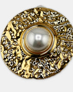 Izoa Cordelia Statement Stud Earrings in Pearl – close-up detail