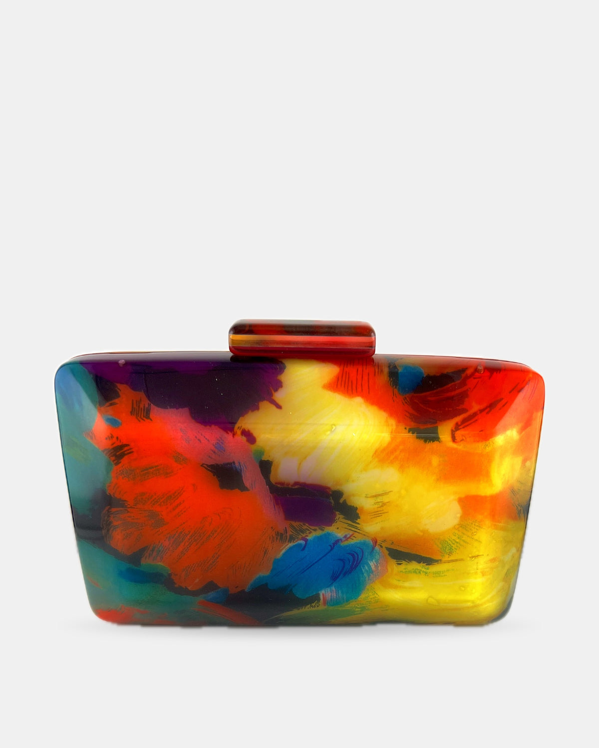 Izoa Cosima Abstract Acrylic Clutch in Multi – front view