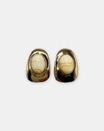 Izoa Isadora Statement Stud Earrings in Cream – front view