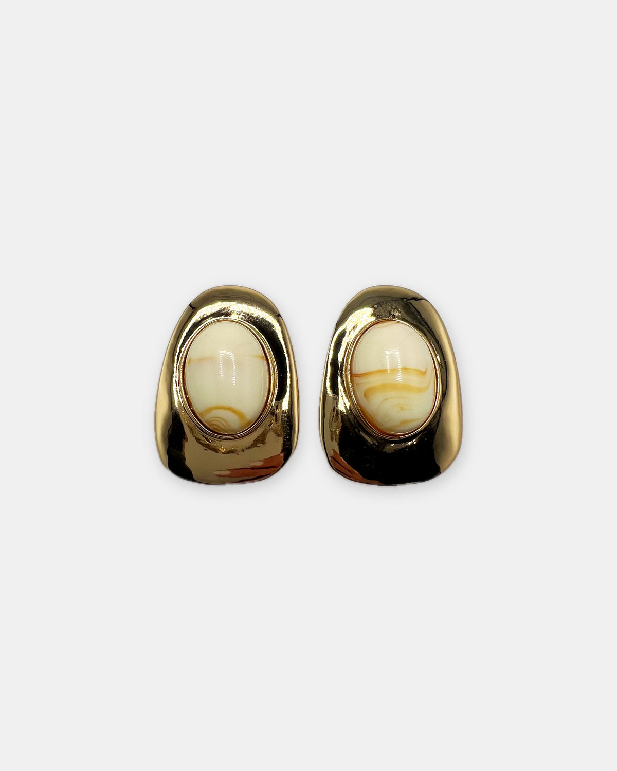 Izoa Isadora Statement Stud Earrings in Cream – front view