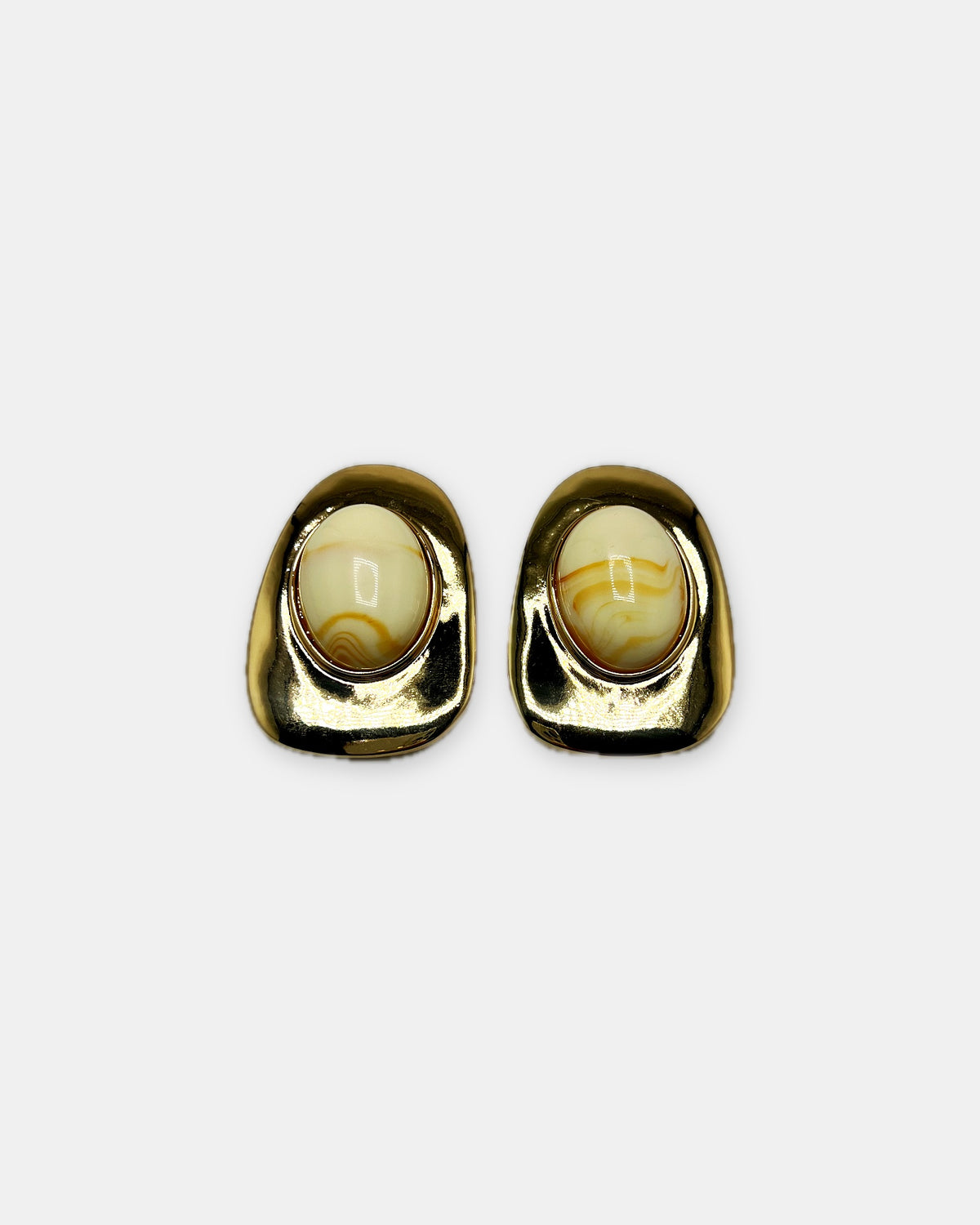 Izoa Isadora Statement Stud Earrings in Cream – alternate view