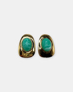 Izoa Isadora Statement Stud Earrings in Green – front view