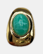 Izoa Isadora Statement Stud Earrings in Green – close-up detail