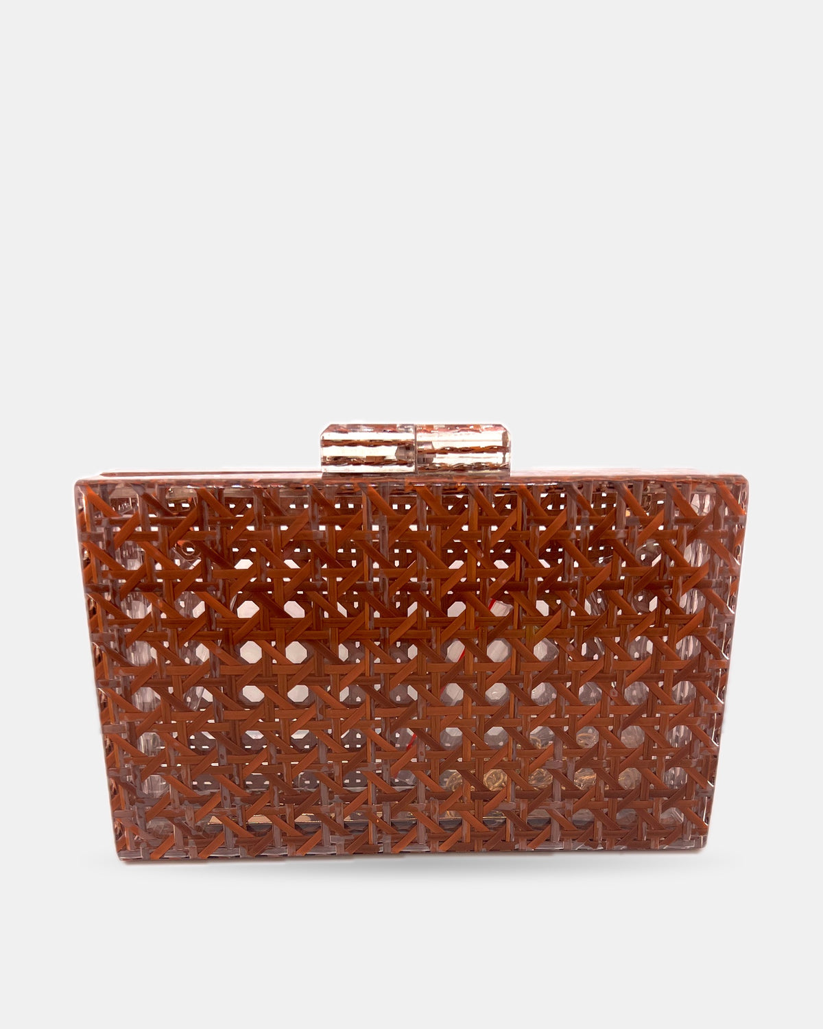 Izoa Juniper Cane Acrylic Clutch in Tortoiseshell – front view