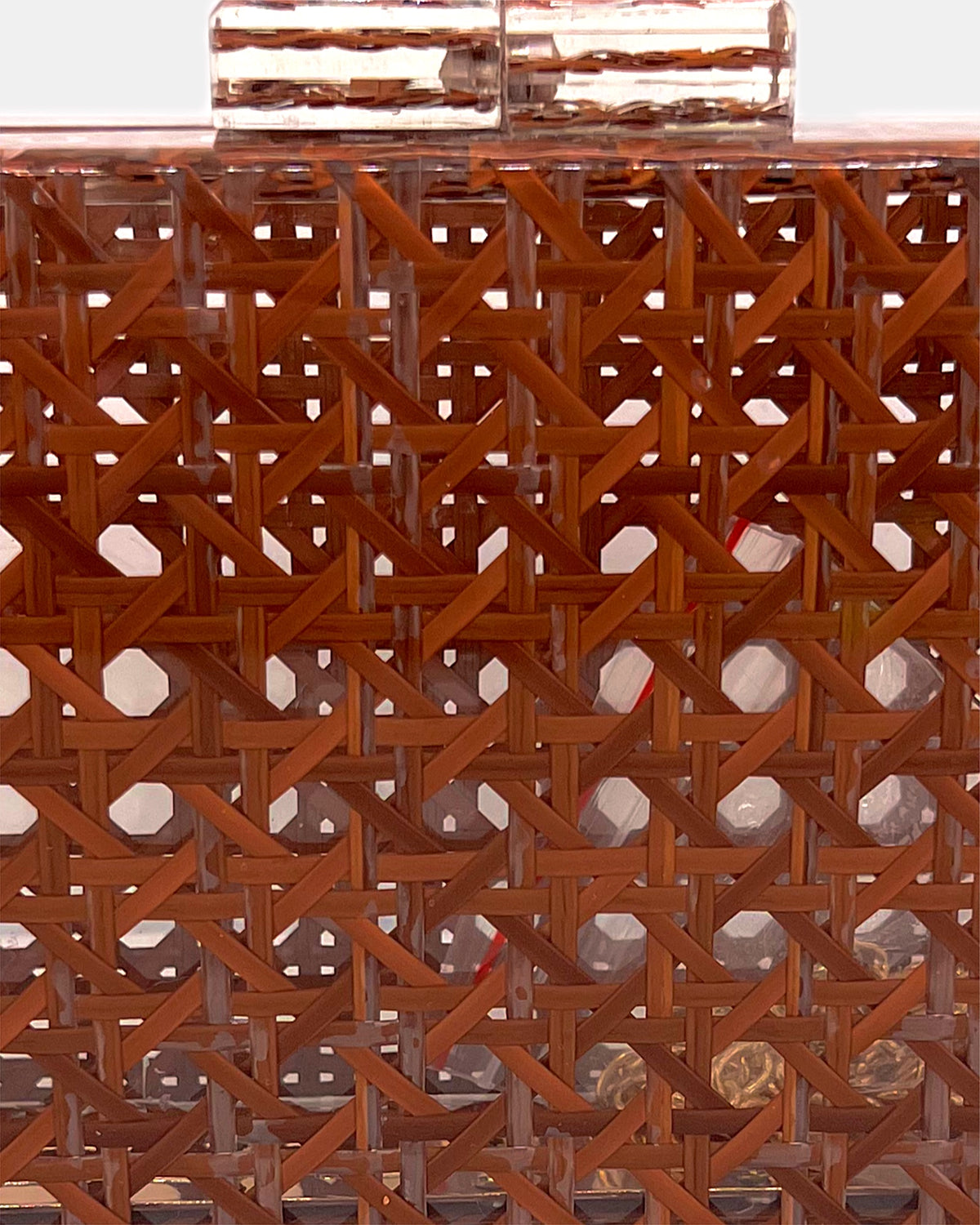 Izoa Juniper Cane Acrylic Clutch in Tortoiseshell – close-up detail