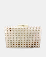 Izoa Juniper Cane Acrylic Clutch in White – front view