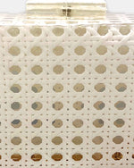 Izoa Juniper Cane Acrylic Clutch in White – close-up detail