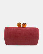 Izoa Margaux Woven Clutch in Red – front view