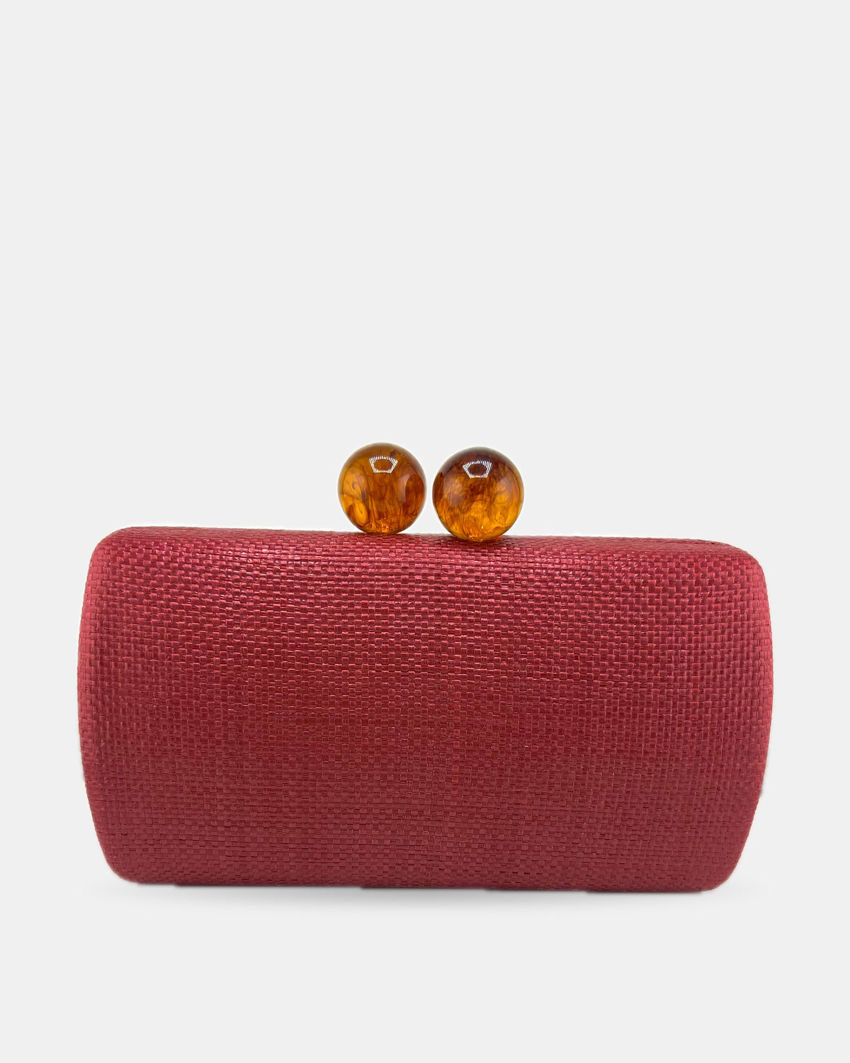 Izoa Margaux Woven Clutch in Red – front view