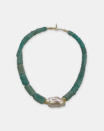 Izoa Marguerite Baroque Pearl Gemstone Necklace in Green Amazonite – alternate view