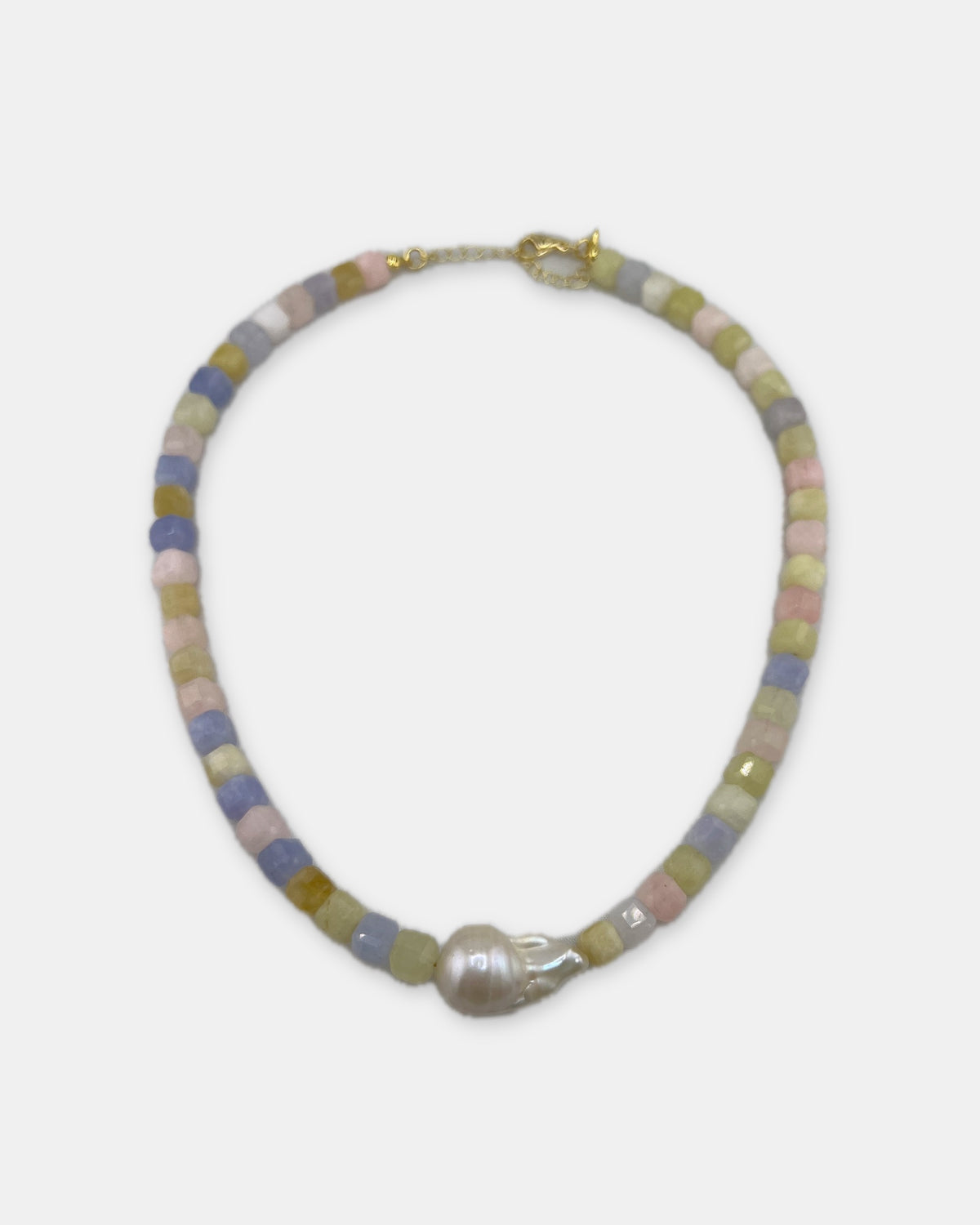 Izoa Marguerite Baroque Pearl Gemstone Necklace in Pastel – alternate view
