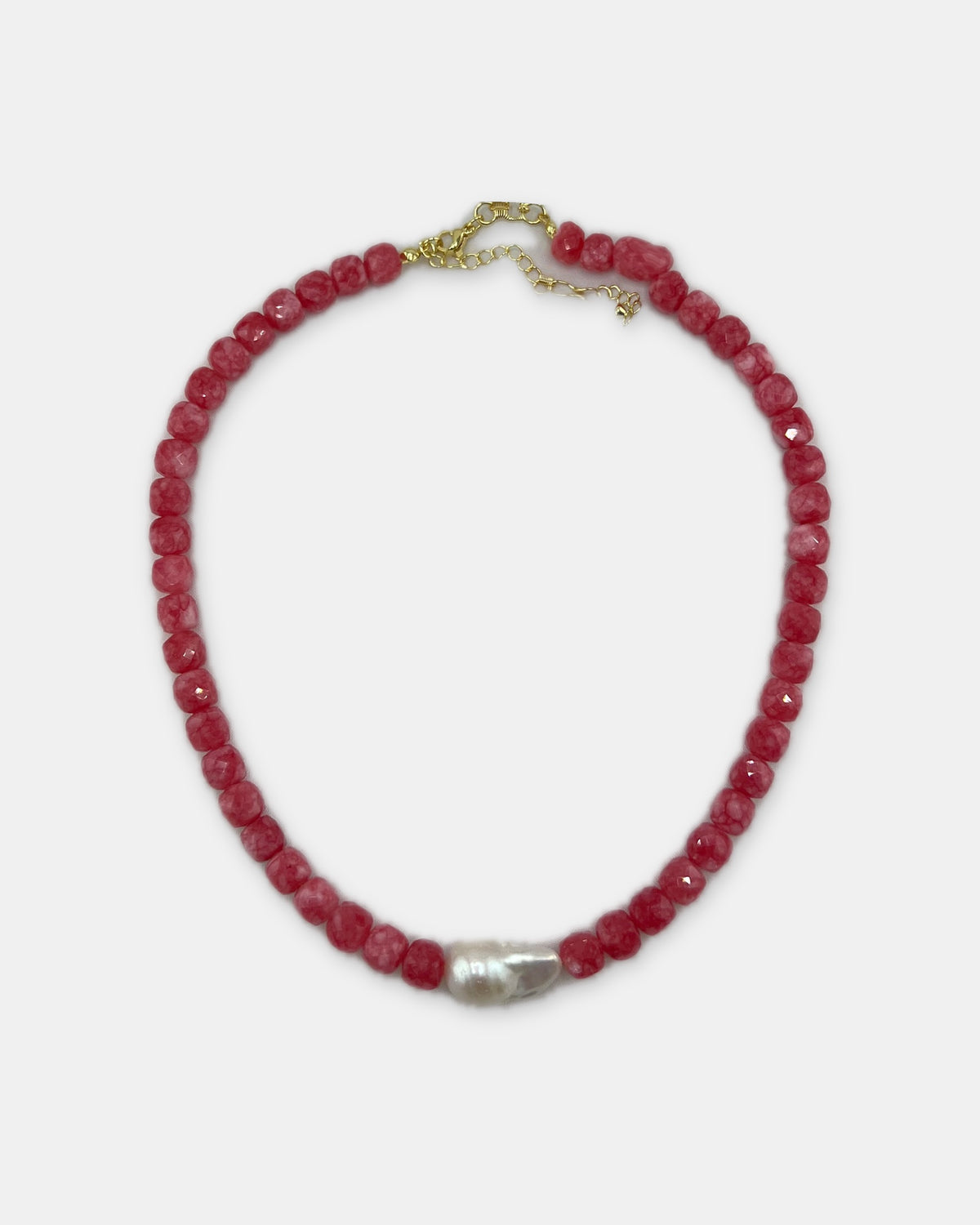 Izoa Marguerite Baroque Pearl Gemstone Necklace in Red – alternate view