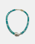 Izoa Marguerite Baroque Pearl Gemstone Necklace in Turquoise Amazonite – alternate view