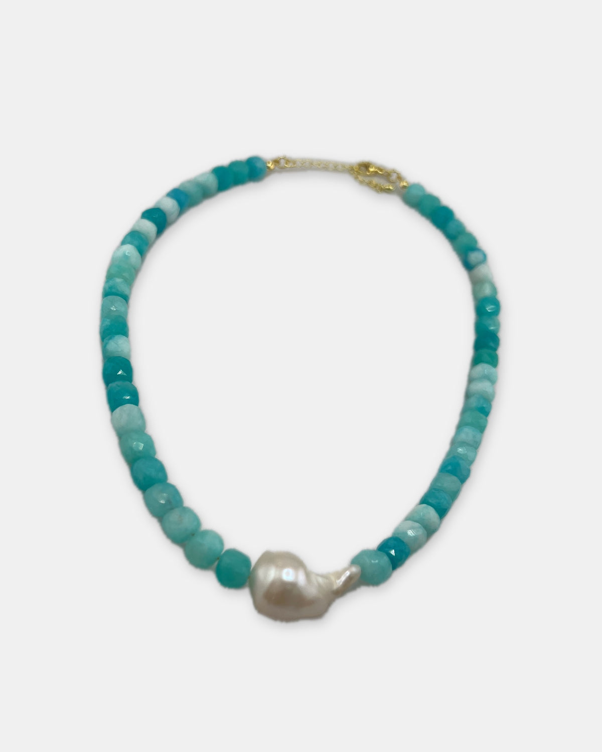 Izoa Marguerite Baroque Pearl Gemstone Necklace in Turquoise Amazonite – alternate view